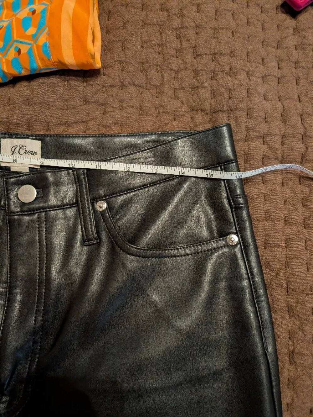 J. Crew Black Faux Leather Cropped Straight-Leg Pants